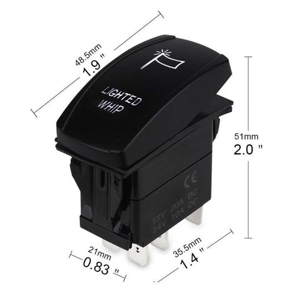 Control Your Glow: LED Whip Rocker Switch with Harness – Whip It Light Rods