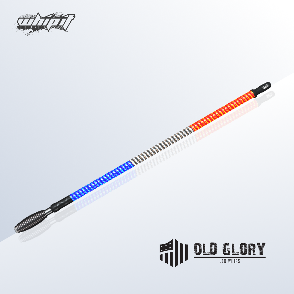 Super Brite Old Glory LED Whips - Red, White, and Blue – Whip It Light Rods